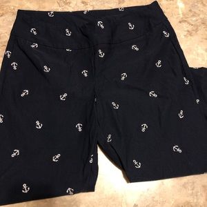 Navy Lulu B Capri Pants with Silver Anchors